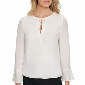DKNY bell sleeve keyhole top. Sz. XS